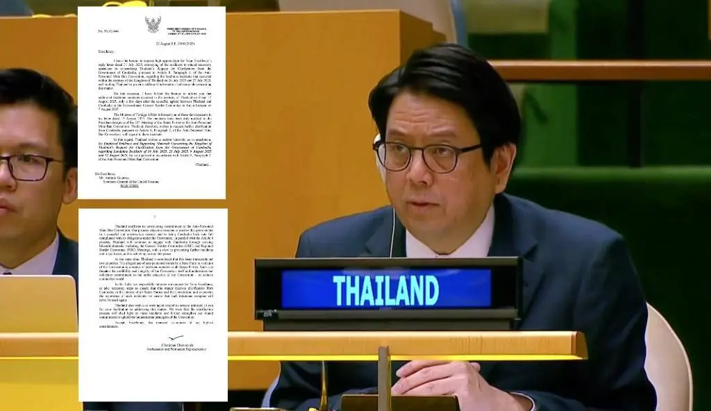 ทูตไทยส่งหลักฐานเพิ่มให้เลขาฯ UN ย้ำ ‘กัมพูชา’ ใช้ทุ่นระเบิด