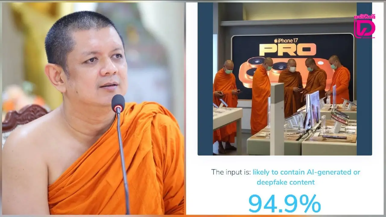 ตรวจสอบให้แล้ว! ‘เจ้าคุณธีรวิทย์’ ชี้ ‘ภาพพระสงฆ์ซื้อไอโฟน 17’ สร้างด้วยเอไอถึง 94.9%