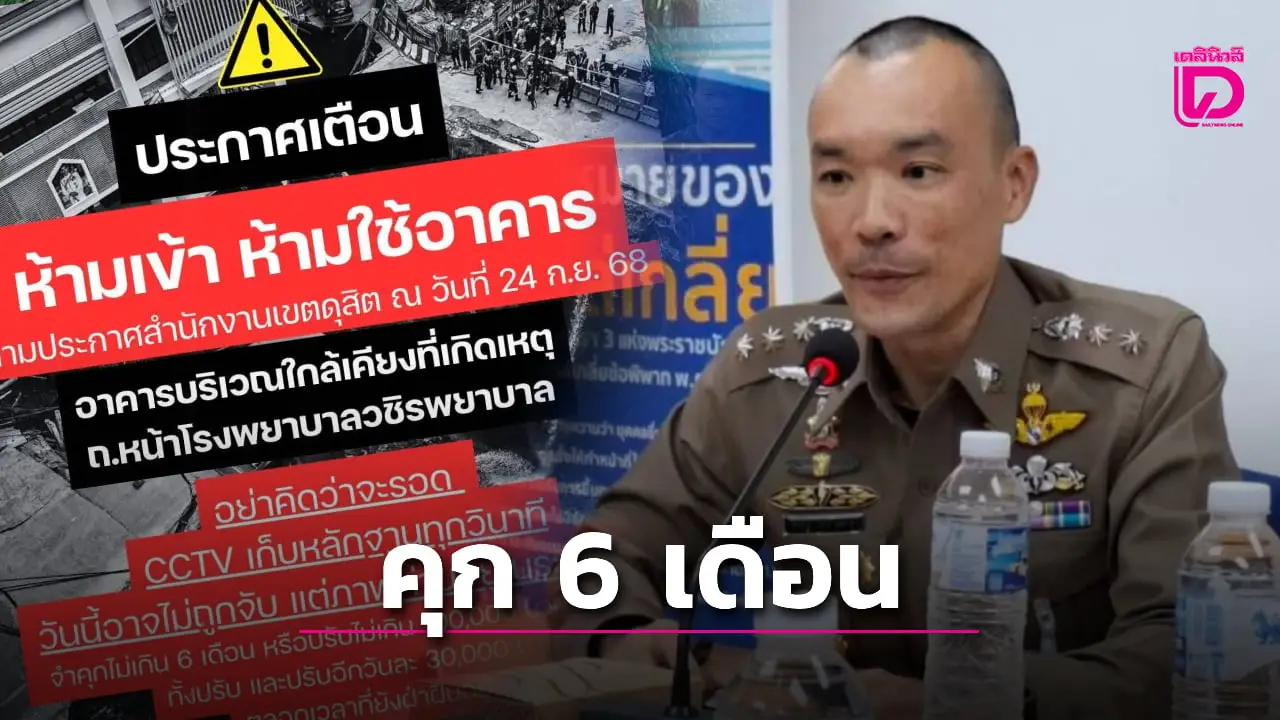 CCTVจับภาพ! ผกก.สามเสน เตือนห้ามพื้นที่ถนนทรุด ลั่นฝ่าฝืนคุก 6 เดือน