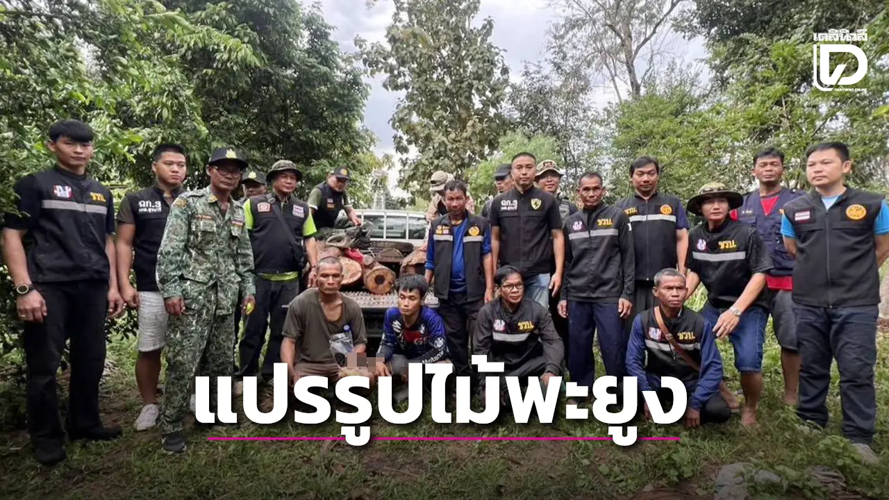 ปกครองขุนหาญ สนธิกำลัง ทหาร-ป่าไม้ บุกรวบ 2 หนุ่มใหญ่ ลักลอบแปรรูปไม้พะยูง ติดชายแดนไทย-กัมพูชา