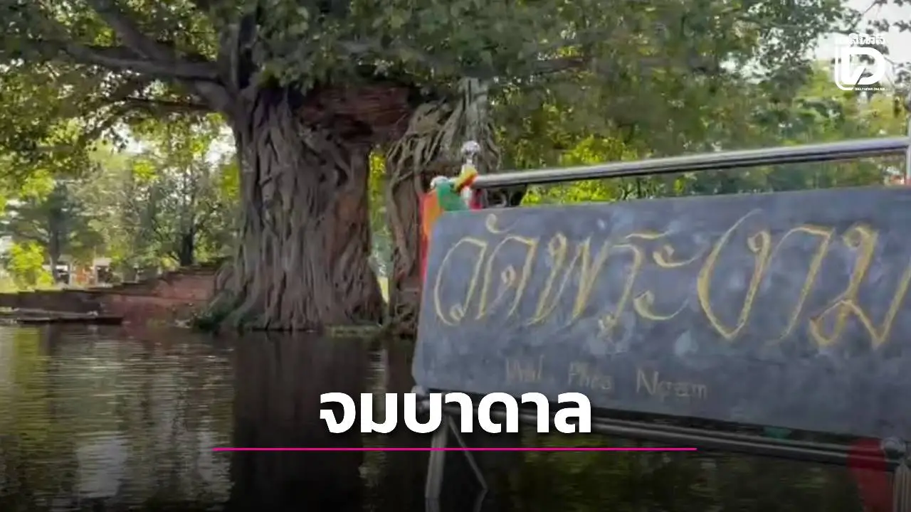 'ประตูแห่งกาลเวลา' กลางสายน้ำ! น้ำท่วมอยุธยาพลิกวัดพระงามเป็นภาพอันซีนสุดอลังการ